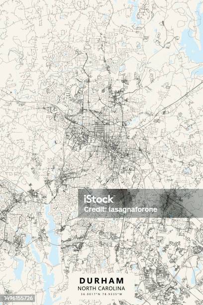 Ilustración de Durham Carolina Del Norte Estados Unidos Mapa Vectorial