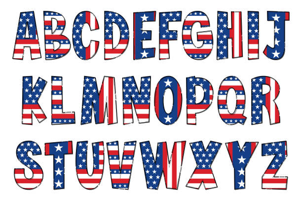 istock Handcrafted American Flag Letters. Color Creative Art Typographic Design 1496155815