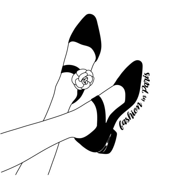 패션 신발 손으로 그린 벡터 그림 - shoe high heels tall women stock illustrations