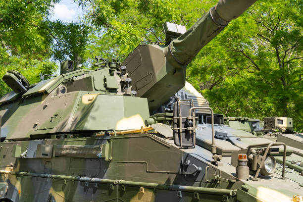 istock Panzerhaubitze 2000 (PzH 2000) armored howitzer, german 155 mm self-propelled howitzer developed by Krauss-Maffei Wegmann (KMW) and Rheinmetall 1496157388