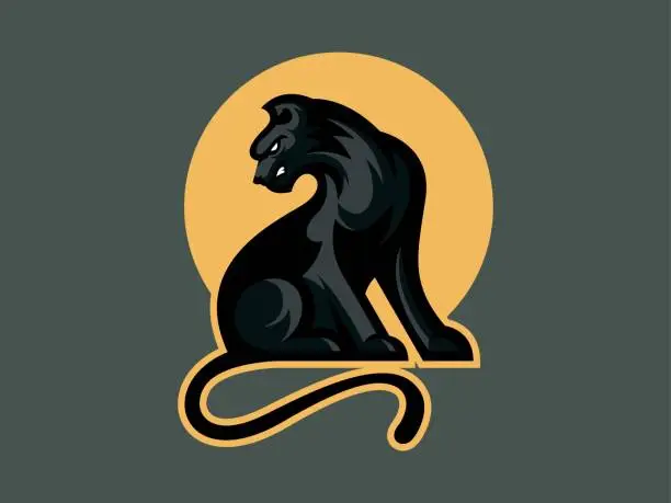 Vector illustration of Black Cat Cartoon Mascot Illustration Logo Template
