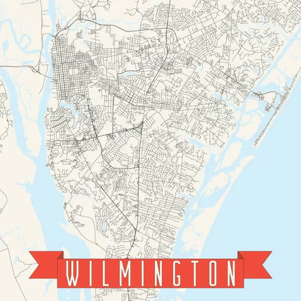 Vector illustration of Wilmington, North Carolina, USA Vector Map