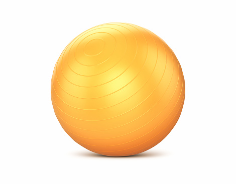 3d Render Pilates Ball Orange Object + Shadow Path, Can be used for healthy life, sports, yoga, medical concepts.