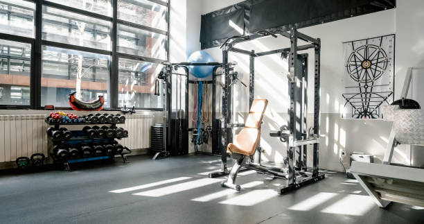 istock Modern gym with gym equipment 1496162890
