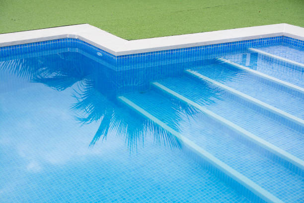 istock Luxury Swimming pool background in summer. Copy space. 1496162964