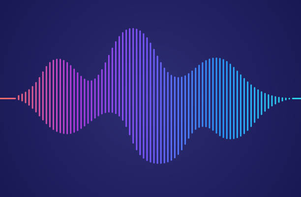 ilustrações, clipart, desenhos animados e ícones de linha de áudio podcast gradiente de forma de onda sonora - estilo musical