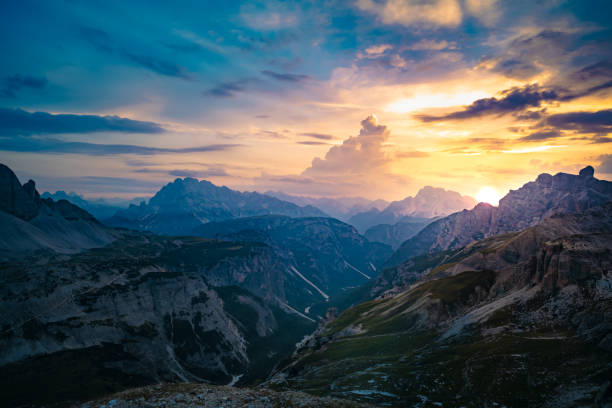 istock Vanilla atmosphere viewed from Sextner Stein on Dolomites in the evening. Tre Cime, Dolomites, South Tirol, Italy, Europe. 1496166460