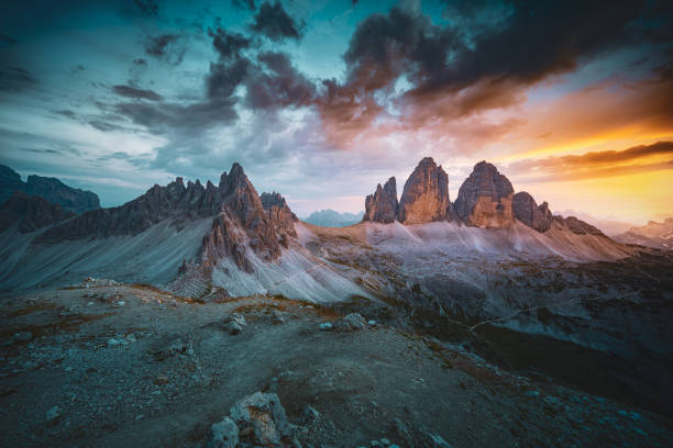 istock Vanilla atmosphere viewed from Sextner Stein on Dolomites in the evening. Tre Cime, Dolomites, South Tirol, Italy, Europe. 1496166534