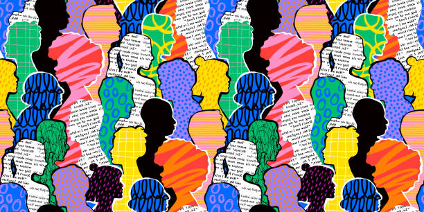 다채로운 다양한 사람들이 원활한 패턴을 군중 - community stock illustrations