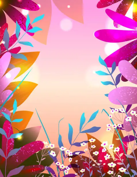 Vector illustration of Vibrant Floral Fairytale Wallpaper Nature Design