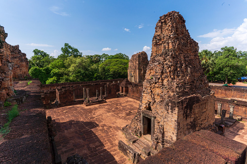 The Pre Rup temple is a mountaintop shrine built in the 10th century and devoted to the god Shiva, located in the Siem Reap district of Cambodia.