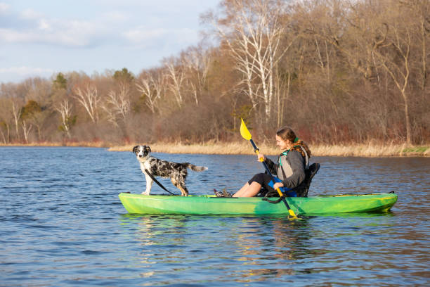 istock Girl & Dog Kayaking on Lake in Springtime 1496186219