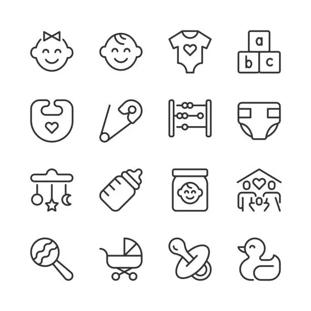 Vector illustration of Baby Icons — Monoline Series