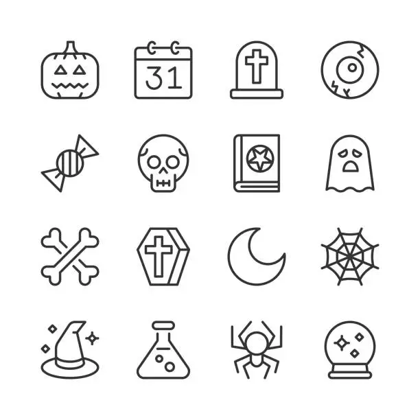 Vector illustration of Halloween Icons — Monoline Series