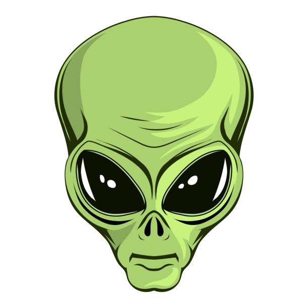 istock Alien. Vector illustration of a humanoid head. Ufo. Paranormal fantasy emblem 1496189594