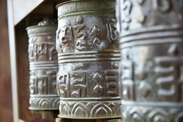 Photo of Cylinders with Tibetan prayers