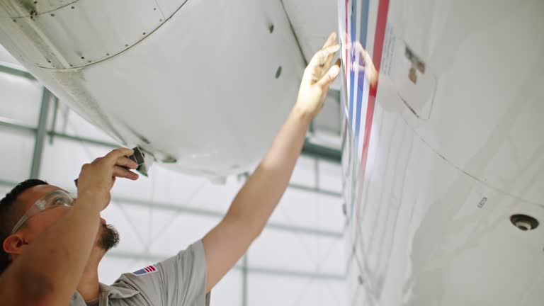 Airplane Mechanic Checking Private Plane