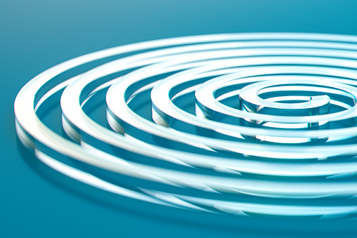 Abstract glass spiral. 3D generated image.