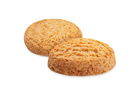 Fresh sweet healthy oatmeal cookies on a white isolated background. toning. selective focus