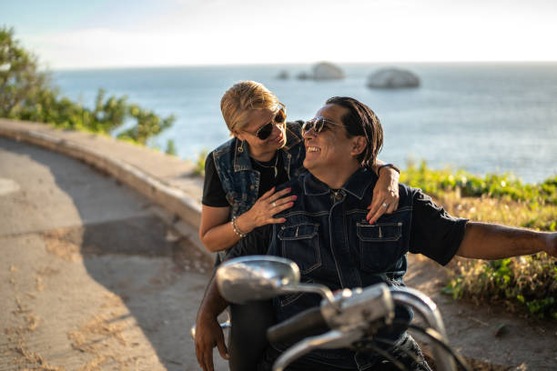 istock Mature couple enjoying a motorcycle road trip 1496199230