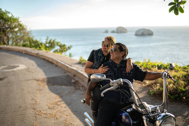 istock Mature couple enjoying a motorcycle road trip 1496199236