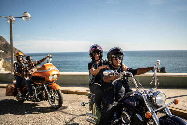 istock Mature couples having a road trip on a motorbike 1496200088