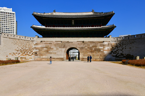 Seoul, South Korea: Namdaemun / Sungnyemun gate - one of the Eight Gates in the Fortress Wall of Seoul, South Korea, which surrounded the city in the Joseon dynasty - Jung-gu