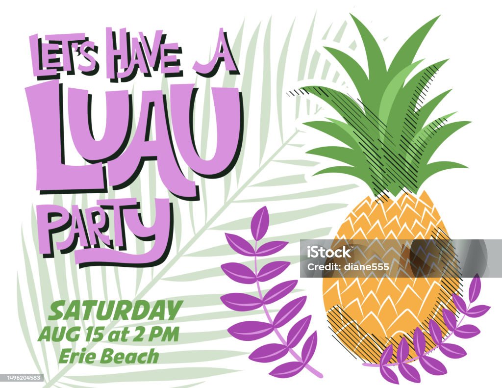 Tropical Themed Party Invitation Template Stock Illustration - Download