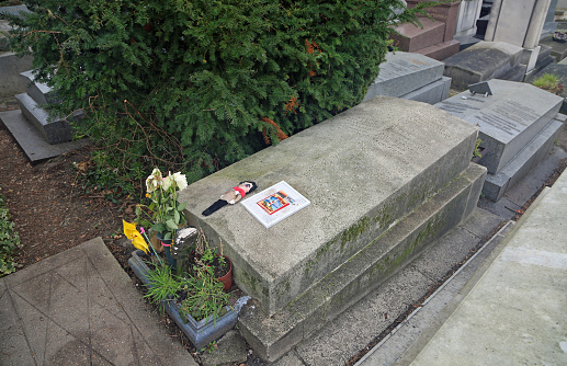 Famous Italian painter grave in Pere Lachaise cemetery in Paris, France