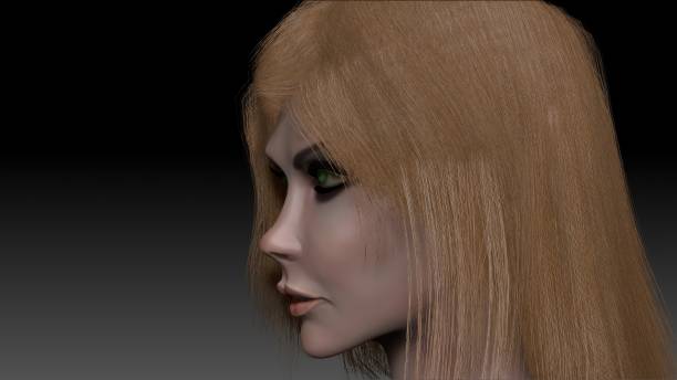 istock Female Head Sculpt pose render of background. 3d rendering 1496206417