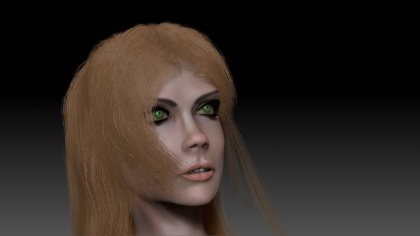 istock Female Head Sculpt pose render of background. 3d rendering 1496206436