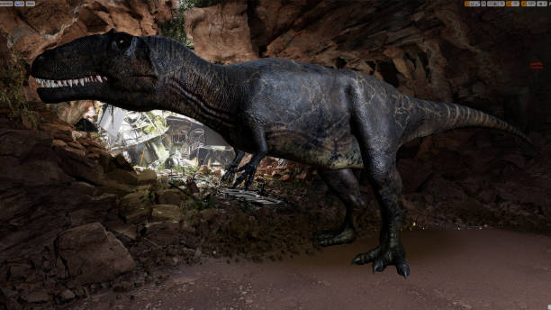 istock Giganotosaurus  pose render of background. 3d rendering 1496208205
