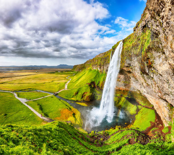 istock Breathtaking Seljalandsfoss waterfall in Iceland during the sunny day. 1496208593