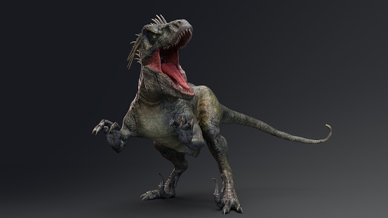 Utahraptor pose render of background. 3d rendering