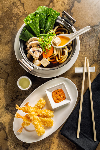Udon vegetable  noodle and Shrimp Tempura