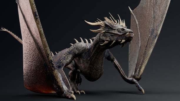 istock Wyvern type Dragon pose render of background. 3d rendering 1496211292