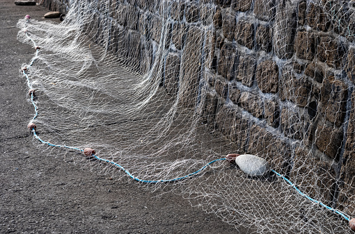 Fishing net drying in the sun in Île de Sein