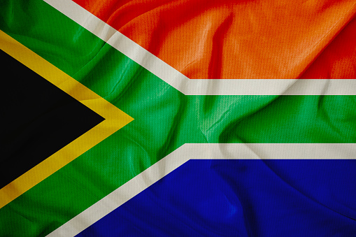 Illustration of South Africa waving fabric flag