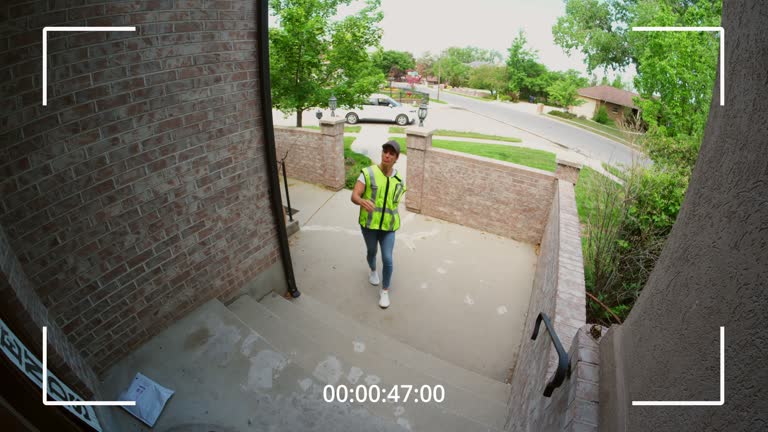 Home Security Camera Footage of Package Delivery