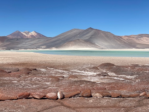 Blue lagoon in Atacama Desert