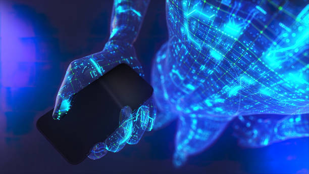 istock Synthetic Humanoid Exploring the World as it Engages in Texting in His Smartphone 1496214130