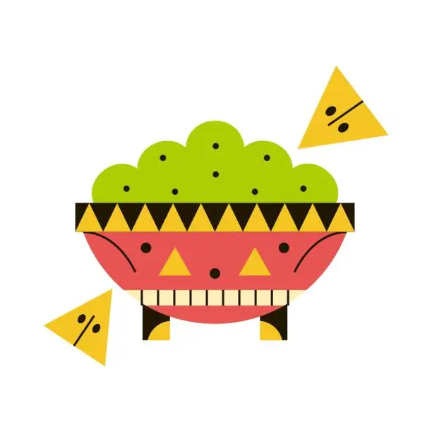 Vector illustration of vector mexican guacamole cartoon illustration isolated sticker