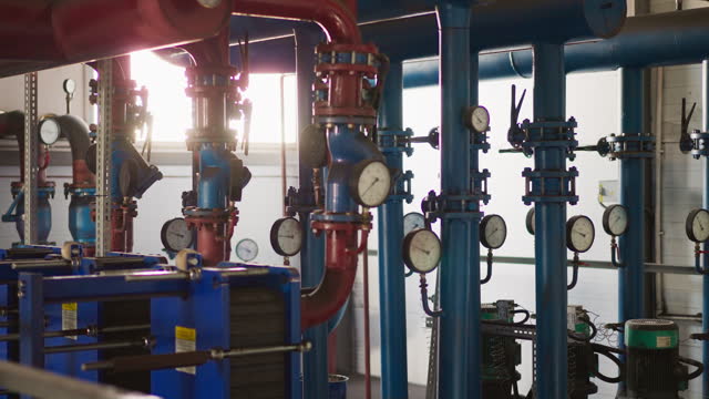 Complicated pipeline system and pumps in boiler house