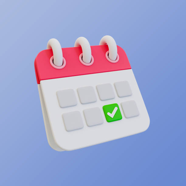 istock 3d minimal time management concept. schedule organization. meeting planning. calendar with a checkmark on a date. 3d illustration. 1496240893