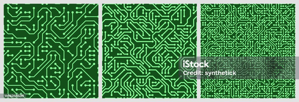 Patterns In Radium Board Set Of 3 Seamlessly Tileable Circuit Board Patterns Stock Illustration ...