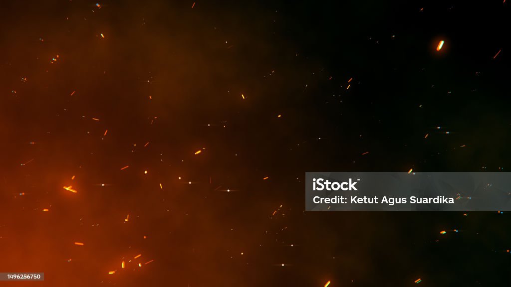 Sötét fényes piros narancssárga izzó füstös véletlenszerű csillogás szikrák tűzrészecske hatás háttér - Jogdíjmentes Tűz témájú stock illusztráció Sötét fényes piros narancssárga izzó füstös véletlenszerű csillogás szikrák tűzrészecske hatás háttér - Jogdíjmentes Tűz témájú stock illusztráció