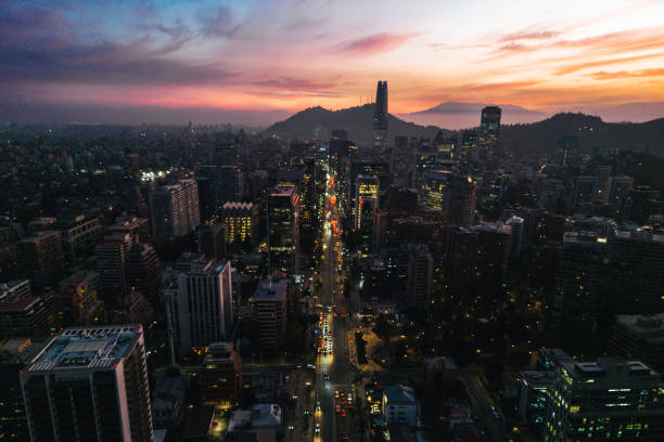 Dusk in Santiago, Chile
