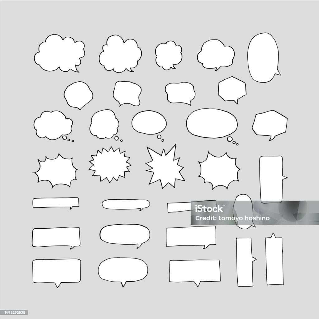 Frame Simple Baloon Simple Monochrome Handwritten Style Balloon Frame Set Stock ...