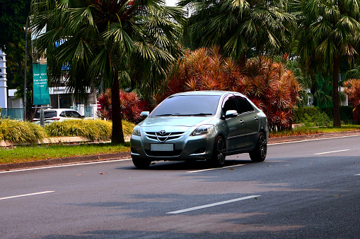 Bekasi, Indonesia - Juni 04, 2023:Toyota City car, manufactured by the Japanese manufacturer Toyota