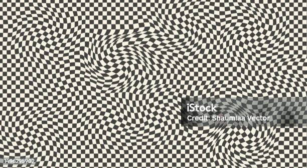Distorted Checkered Pattern Abstract Background Design Stock ...